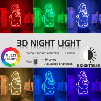 LED 3d Naktį Šviesos Lempos Žaidimas Tarp Mūsų Šviesos Kietas Dovana Miegamojo Puošimas Tarp Mūsų Mini Crewmate Led Lempos Dropshipping Straipsniai