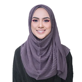 Naujas Klostuotas Moteris Raukšlių Burbulas Šifono Hijab Šalikas Skaros, Vingiuoti Musulmonų Turbaną Apsiaustas Klostyti Skaros Ilgai Wrap Šalikai 180*85cm