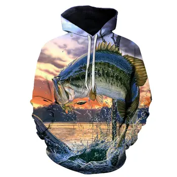 Vandenyno Žuvų 3D Pavasarį ir Rudenį Naujų Spausdinti Vyrų ir Moterų Hoodie Harajuku Berniukai Palaidinukė 3D Spausdinimo Megztinis