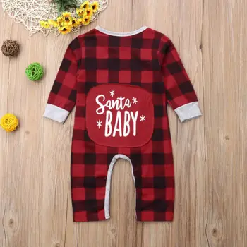 2018 kalėdų kūdikių Berniukų mergina drabužius Pledas vienos vienetų Jumpsuits Pižama 0-24M kūdikis, mergaitė berniukų drabužiai, kūdikių Drabužiai, kostiumai