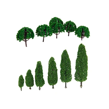 26pcs Nudažyti Žalia Medžių Modeliai Geležinkelio Dekoracijos Traukinio Modelis 1:100 Masto