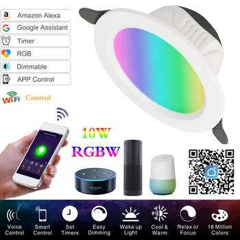 WiFi Smart LED Downlight led Lubų led Šviesos Lempa 9W RGBW Smart Patalpų Kambarį Balso Kontrolės Alexa/ 