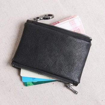 EUMOAN Odos mažos piniginės male mini ultra plonas užtrauktuku moneta krepšys moteriška trumpą dalį, korėjos mažos kortelės paketas, odinis monetos