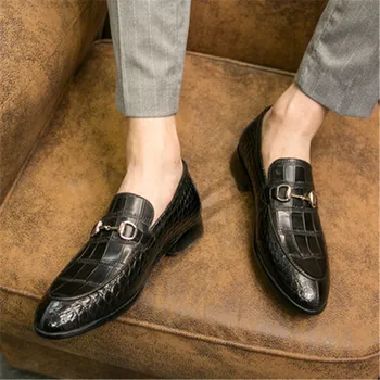 Britų vyriški batai šlapi batai krokodilo modelis verslo atsitiktinis batai vyrams, kvėpuojantis viena koja tingus batų