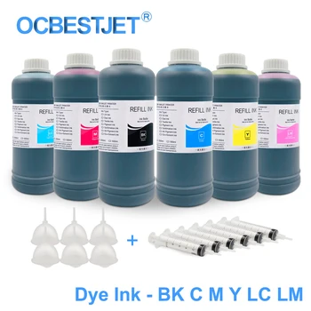 6X500ml Papildymo Dye Ink Epson L 210 L392 L396 L800 L805 Stylus 1390 1400 1410 1500W Spausdintuvo Pakeitimo Dye Ink Epson