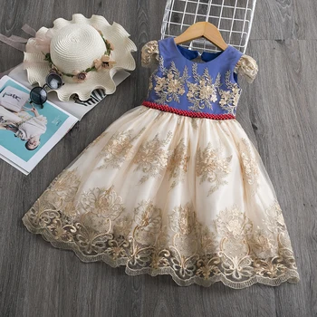 2020 Metų Vasaros Mergaitės Sklandžiai Trumpomis Rankovėmis Drabužius Tuščiaviduriai Atgal Dizaino Oficialaus Princess Dress Vaikai Mergina Šalies Dėvėti Vakare Gown