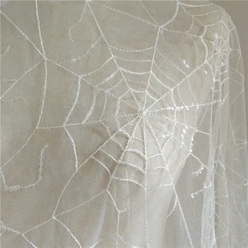 Naujas voratinklyje Blizgančiais Nėrinių Audinys, Siuvinėjimo Reikmenys Vestuvių Suknelė, Vaikų Drabužiai Etape Drabužių 