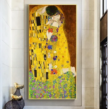 Gustavo Klimto Bučinys Klasikinio Garsaus Meno Naftos Paveikslų Spausdinimas ant Drobės Meno Plakatų, piešinių ir Spaudinių Sienos dekoruotos Drobės, Nuotraukų, Namų Dekoro
