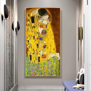 Gustavo Klimto Bučinys Klasikinio Garsaus Meno Naftos Paveikslų Spausdinimas ant Drobės Meno Plakatų, piešinių ir Spaudinių Sienos dekoruotos Drobės, Nuotraukų, Namų Dekoro