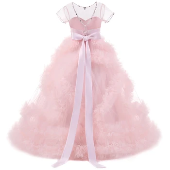 Elegantiškas Ruffles Kamuolys Suknelė Gėlių mergaičių Suknelės 2020 Naują Crystal Vaikai Princesė Vestuvėms Partijos Inscenizacija Chalatai vestidos de fiesta