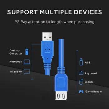 USB prailginimo Kabelis Laido Super Greitis USB 3.0 Kabelį, Vyrų ir Moterų Duomenų Sinchronizavimo USB Extender Pratęsimo Kabelis 1m 3m 5m apskaičiuoti kabelių