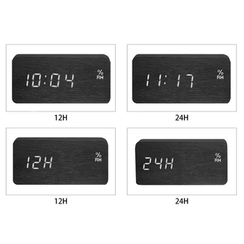 Šiuolaikinių Led Laikrodis-Žadintuvas Temperatūra Drėgnumas Elektroninių Darbalaukio Skaitmeninis Stalo Laikrodžiai,Juoda + balta titrai