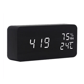 Šiuolaikinių Led Laikrodis-Žadintuvas Temperatūra Drėgnumas Elektroninių Darbalaukio Skaitmeninis Stalo Laikrodžiai,Juoda + balta titrai