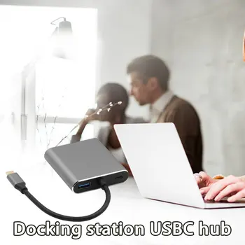 4-in-1 Docking Station Tipas-C, HDMI+VGA+USB3.0+PD Daugiafunkcinis Padalijimo Linijos Kortelių Skaitytuvas Hub Plug And Play