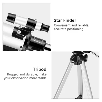 70mm Nešiojamų Astronominiai Teleskopai su Trikoju Mobiliojo Telefono Laikiklis ir Kuprinė Teleskopas Vaikams, Pradedantiesiems (anglų vadovą)