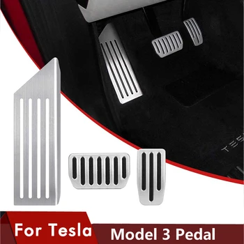 Model3 Automobilių Pedalu Pagalvėlės Apima Tesla Model 3 Y Priedai Aliuminio Lydinio Akceleratoriaus, Stabdžių Poilsio Pedalo Modelio Tris