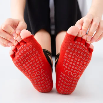 Profesinės Tvarstis Penkių Kojų Jogos Kojinės Kvėpuojantis Nepirštuotos Pilates Kojinių Anti-Slip Silikono Sporto Šlepetės Šokių kojinių