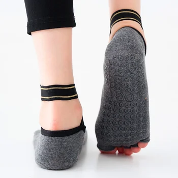 Profesinės Tvarstis Penkių Kojų Jogos Kojinės Kvėpuojantis Nepirštuotos Pilates Kojinių Anti-Slip Silikono Sporto Šlepetės Šokių kojinių