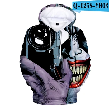 2020 Asmenybės Joker 3D Hoodies Vyrų/moterų sportiniai Kostiumai Megztiniai Spausdinti Aukštos Kokybės Megztinis su Gobtuvu Kailis Juokingi vyriški Hoody