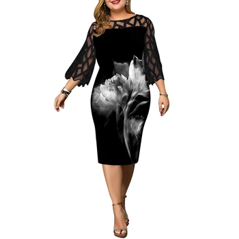 Moterų Suknelė Plius Dydis 6XL Akių Tuščiaviduriai Rankovės Dizaino Suknelė Elegantiškas Ponios Plauti Tapybos Kinų Stiliaus, Kelio Ilgio Suknelė 2020 D30