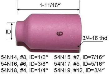TIG Dujų Objektyvas keramikinis Puodelis Rinkinys 54N14 54N15 54N16 54N17 54N18 už TIG Suvirinimo Degiklį 10pk