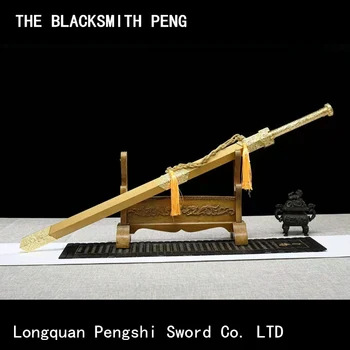 Kinijos Han Jian Aštrių kovos menų kardai/Aštuonias pusės mangano plieno kardas su ilga rankena/nekilnojamojo Kinijos kardas/aukso