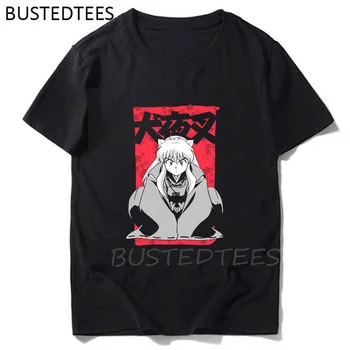 Anime Inuyasha T-Shirt Vyrai Moterys Harajuku Ulzzang Atsitiktinis Grobis, T-Marškinėliai Trumpomis Rankovėmis Hip-Hop Marškinėlius Mados Trumpomis Rankovėmis Viršūnes Tees