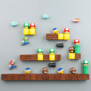 10-63pcs 3D Super Mario Derva, Šaldytuvas Magnetai, Žaislai Vaikams, Namų Dekoravimo, Ornamentų Figūrėlės Sienos Mario Magnetas Kulkos Plytos