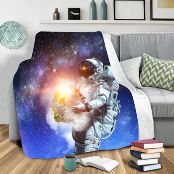 Galaxy Astronautas 3D Atspausdintas vilnos antklodė, Lovos Pėsčiųjų Iškylą Storio Antklodė Mados Lovatiesė Sherpa Mesti Antklodę 09