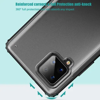 UFlaxe atsparus smūgiams Hard Case for Samsung Galaxy A12 A42 A02S M51 5G Matinis Skaidrus-Ultra plonas antidetonaciniai Padengti HJ