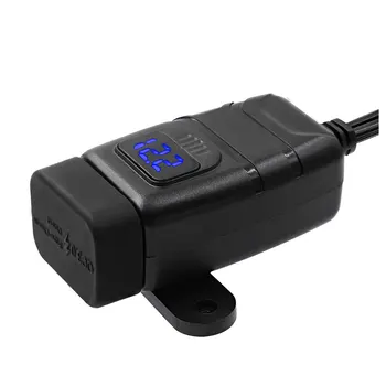 1PC Motociklo Įkroviklis USB Dual Port 12V Mobiliųjų Telefonų Kroviklį LED Voltmeter su Jungikliu Dropshipping