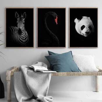 Juoda Gyvūnų Panda Liūtas, Tigras Šiaurės Plakatų Galerija Sienos Meno Apdailos Nuotrauką Drobė Spausdinti Tapybos Namų Dekoro Kambarį