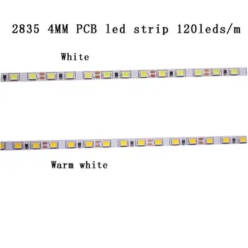 CRI>80 Aukštos kokybės 0.2 W 2835 LED Juostelė 4 mm 10 mm PCB 120LEDs 240LEDs/M DC12V 24V Lanksti LED Šviesos Šiltas Sekminių /Balta, NW 5m/daug