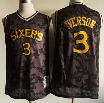 NBA Vyrų Philadelphia 76ers #3 Allen Iverson Krepšinio Megztiniai Tinklinio Spausdinimo Megztiniai