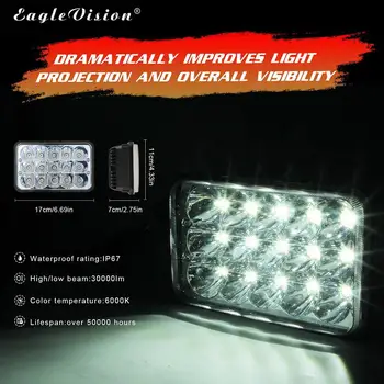 LED Kvadratinių priekinis žibintas, Auto, lieto Aliuminio Korpusas 150w 5 4x6 Colių LED Žibintai Visureigis Sunkvežimis Darbo Žibintai, Automobilių Reikmenys