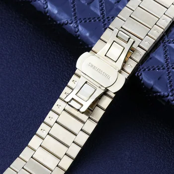 Kieto Nerūdijančio plieno Watchband Apple watch band Didžiausią Kokybės Drugelis sagtis 38 40mm 42 44 mm Dirželis Žiūrėti Aukso
