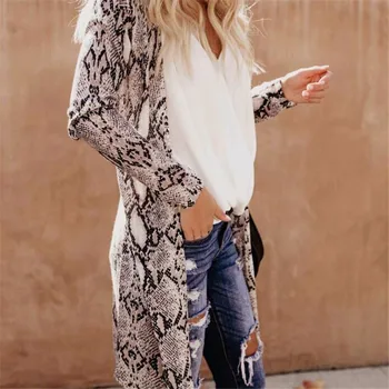 2020 Naujas Streetwear Moterys Ilgomis Rankovėmis Megztinis Leopard Kimono Skara Prarasti Viršūnes Palaidinė Kailio Striukė