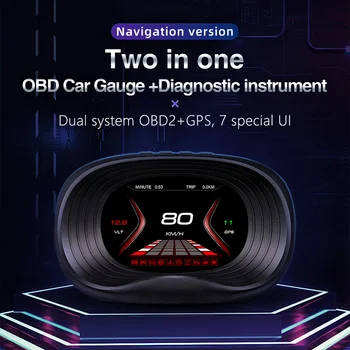 VODOOL P20 GPS+OBD2 Veidrodis HUD Automobilių Head up display Projektorius Apsaugos Signalizacijos Laiko greičio viršijimo Įtampos APP 