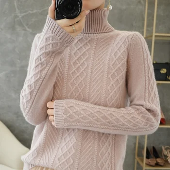 Adohon 2020 m. moteris, žiemą Kašmyrui megztiniai megzti rudens Puloveriai Aukštos Kokybės Šiltas Moterų sustorėjimas Golfo