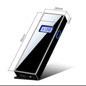 Dvigubo Kampo Lengvesni LED Baterija Ekranas Vėjo USB Žiebtuvėlis Įkrovimo plazminius, Žiebtuvėlio Elektroninių Įtaisų Vyras