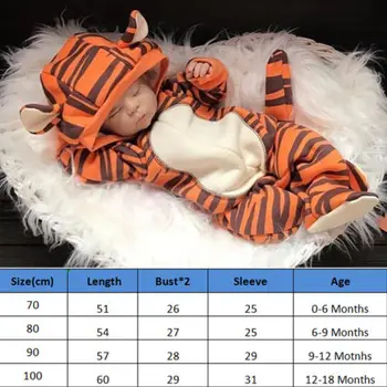 2019 Žiemos Romper Kūdikiams, Kūdikių Berniukų, Mergaičių Tigras Gobtuvu Romper Bamblys Ilgomis Rankovėmis Playsuit Jumpsuit Drabužių Komplektus