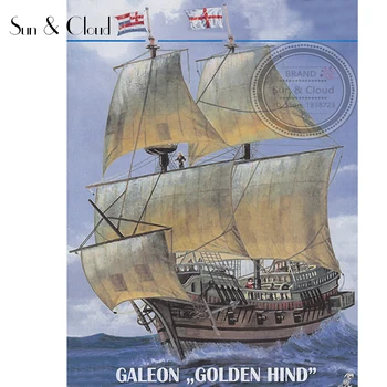 1:100 3D Anglija Golden Hind Galeonas Laivas, Valtis, Popieriniai Surinkti Rankų Darbo Dėlionė 