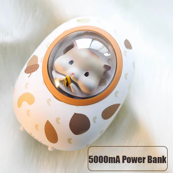 Mini Nešiojamas 5000mAh Galia Banko Mielas Kosmoso Kapsulė Žiurkėno Įkrovimas USB Vertus Šildytuvus Girl Myli Dovana Sviestas Cat Power Bank
