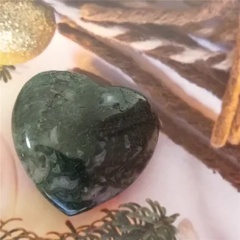 Karšto samanų agatas širdies natūralių akmenų ir mineralų kvarco kristalai dvasinio gydymo chakra kaip dovana 30-40mm 1 vnt