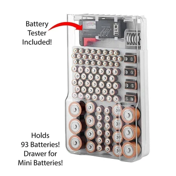 Baterijos Laikymo Atveju Langelį Organizatorius Stovo Laikiklį 93 Lizdus Skaitmeninis LCD Talpos Baterija Testeris Vandeniui Dėžutę