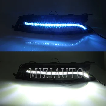 MIZIAUTO LED DRL Šviesos važiavimui Dieną, Su Mėlyna Posūkio Signalo Lemputė Volkswagen Passat B7 2012 2013