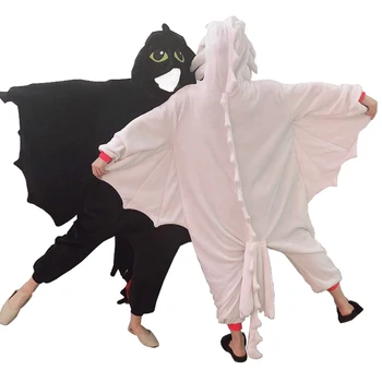 Kigurumi Onesies Cosplay helovinas, Kaip Traukinio Jūsų Drakonas Toothless Suaugusiųjų Anime Kostiumas Pižama Pižamos Gobtuvu Sleepwear