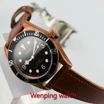 41mm Corgeut laikrodžių atsparumas vandeniui Derliaus bronzos danga, nerūdijančio plieno, safyro stiklas, Automatinis judėjimo vyriški žiūrėti