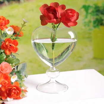 Didelis 4pcs Stiklo Vaza Dirbtinių Gėlių, Augalų Širdies Stalo Vaza Vestuvių Namų Puošybai Aišku