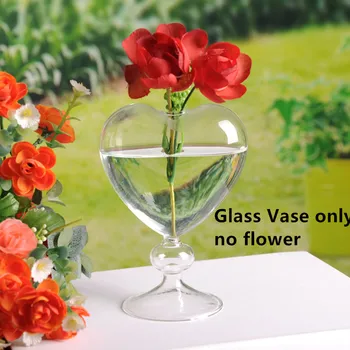 Didelis 4pcs Stiklo Vaza Dirbtinių Gėlių, Augalų Širdies Stalo Vaza Vestuvių Namų Puošybai Aišku